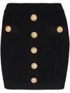Balmain Knit Mini Skirt With Embossed Buttons In Black