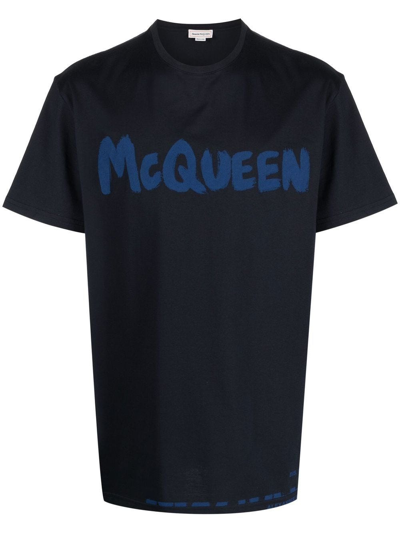Alexander Mcqueen Cotton T-shirt In Blue