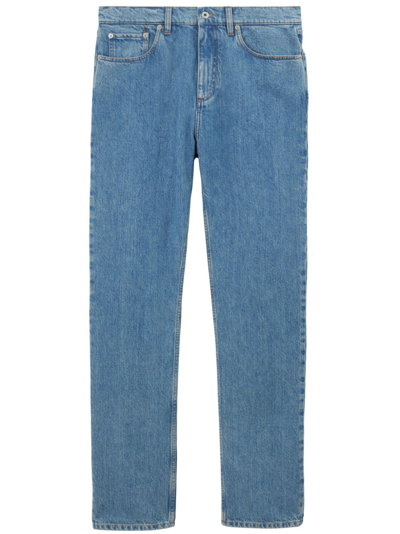 Burberry Haringate Slim Fit Cotton Denim Jeans In Mid Blue