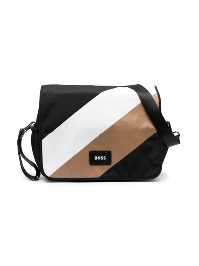 Bosswear Logo-patch Stripe-print Changing Bag In Black