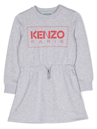Kenzo Kids' Logo印花连衣裙 In Grey