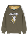 Kenzo Logo-print Cotton Blend Hoodie In Green