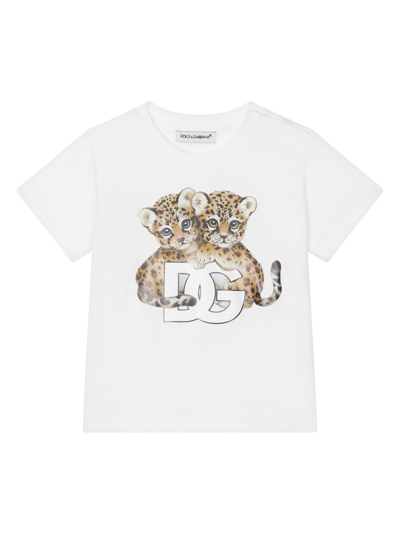Dolce & Gabbana Babies' Graphic-print Cotton T-shirt In White