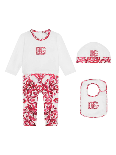 Dolce & Gabbana Logo-print Jersey Babygrow Set In Multicolor