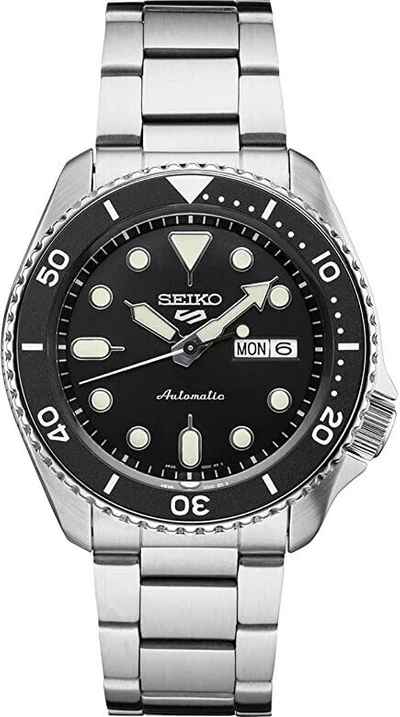 Pre-owned Seiko 5 Sports Automatic Black Dial Stainless Steel Men's Watch Srpd55
