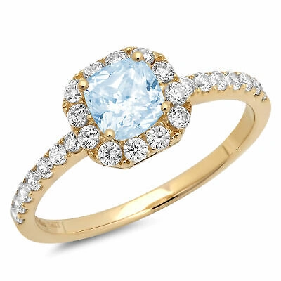 Pre-owned Pucci 1.40 Ct Princess Cut Sky Blue Topaz Promise Bridal Wedding Ring 14k Yellow Gold In D