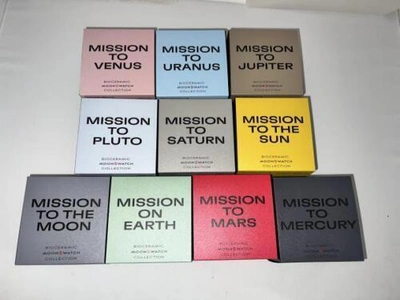 Pre-owned Omega X Swatch Moonswatch Bioceramic Sealed Neptune Snoopy Moonphase Earth In Mission To Pluto