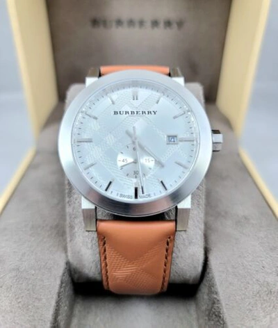Pre-owned Burberry Brand Bu9904 The City Embossed Check Men's Watch |  ModeSens