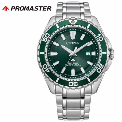Pre-owned Citizen Promaster Marine Bn0199-53x Green Dial Eco-drive Diver 200m Mens Watch