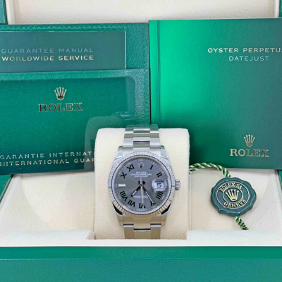 Pre-owned Rolex Datejust, 36mm, Green Slate Roman, Oyster, Fluted, 126234, Unworn, 2024