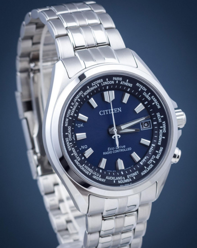 Pre-owned Citizen Cb0220-85l Blue Dial Radio Controlled World Time Men's Eco-drive Watch