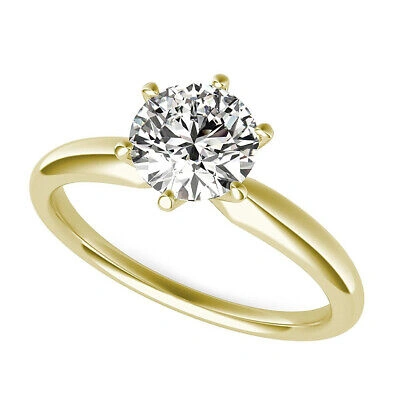 Pre-owned Pucci 2ct Round Designer Statement Bridal Classic Ring 14k Yellow Gold Real Moissanite In White/colorless