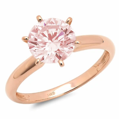 Pre-owned Pucci 2ct Round Cut Vvs1 Pink Cz Designer Statement Bridal Classic Ring 14k Rose Gold