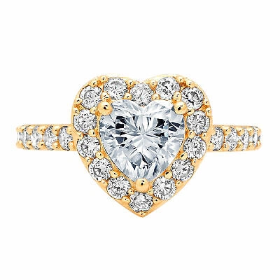 Pre-owned Pucci 2.25 Heart Halo Natural Aquamarine Classic Bridal Statement Ring 14k Yellow Gold In D
