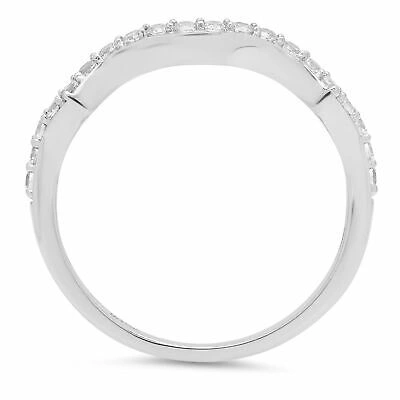 Pre-owned Pucci 0.3ct Round Curved Scalloped Stacking Band 14k White Gold Simulated Diamond In White/colorless