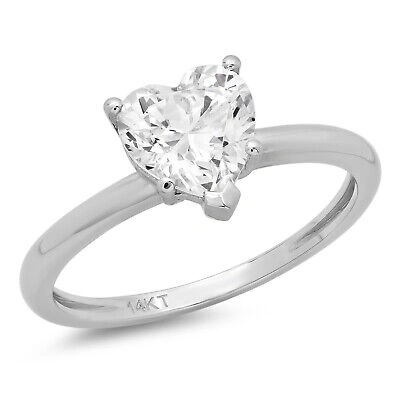 Pre-owned Pucci 1.ct Heart Designer Statement Bridal Classic Ring 14k White Gold Real Moissanite