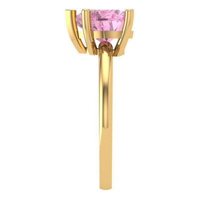 Pre-owned Pucci 2ct Heart Designer Statement Bridal Classic Pink Stone Ring 14k Yellow Gold