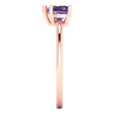 Pre-owned Pucci 1 Ct Heart Cut Designer Statement Bridal Classic Alexandrite Ring 14k Pink Gold In Purple