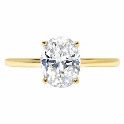 Pre-owned Pucci 2 Ct Oval Cut Simulated Diamond 18k Yellow Gold Solitaire Wedding Bridal Ring In White/colorless