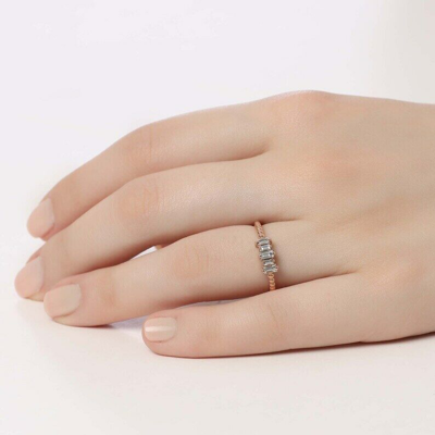 Pre-owned Handmade Simple Gold Ring - Small Diamond Ring - Dainty Gold Ring - Minimal Ring - In White