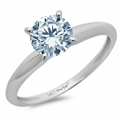 Pre-owned Pucci 1.5 Round Cut Designer Statement Bridal Natural Aquamarine Ring 14k White Gold