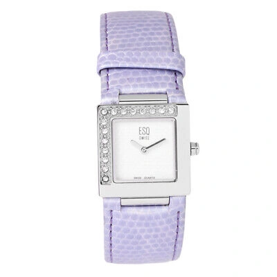 Pre-owned Esq Movado Esq 07100786 Women's 32mm Purple Elegant Leather Stainless Steel Quartz Watch