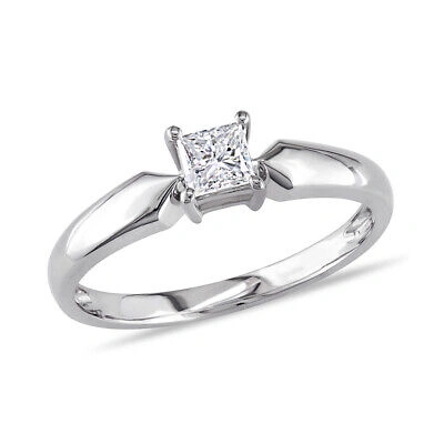 Pre-owned Amour 1/3 Ct Tw Princess Cut Diamond Solitaire Engagement Ring In 10k White Gold In Check Description