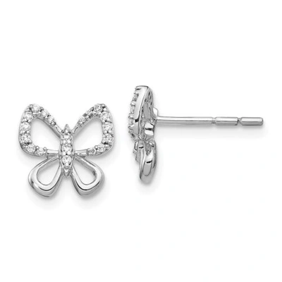 Pre-owned Jewelry 14k White Gold Diamond Butterfly Earrings