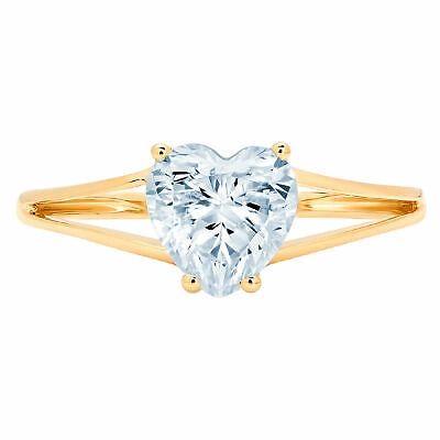 Pre-owned Pucci 1.5 Ct Heart Split Shank Statement Classic Swiss Topaz Ring 14k Yellow Gold In D