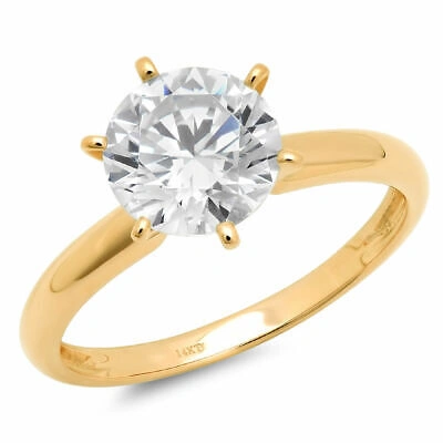 Pre-owned Pucci 2.5 Ct Round Cut Simulated Diamond 18k Yellow Gold Wedding Classic Bridal Ring In White/colorless
