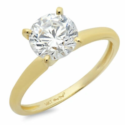 Pre-owned Pucci 3 Ct Round Cut Simulated Diamond 18k Yellow Gold Wedding Classic Bridal Ring In White/colorless