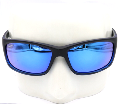 Pre-owned Maui Jim Kanaio Coast Blue Polarized Wrap Tanslucent Sunglasses B766-08c $279