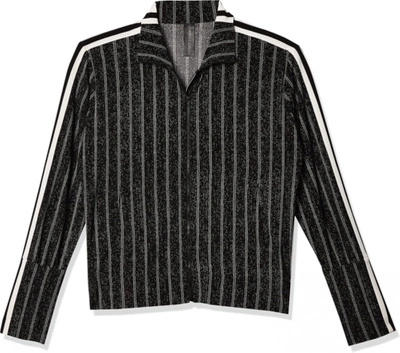 Pre-owned Norma Kamali Women's Jacket In Double Pinstripe Tweed/offset Stripe