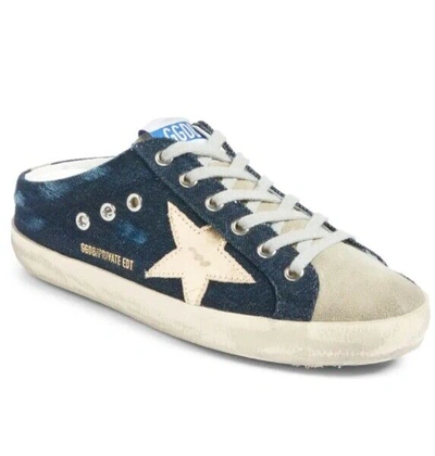 Pre-owned Golden Goose Super-star Sabot Blue Denim/ice/gold 3518 - Retail $600