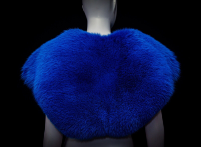 Pre-owned Handmade Genuine Electric Blue Fox Fur Bolero Shrug Jacket