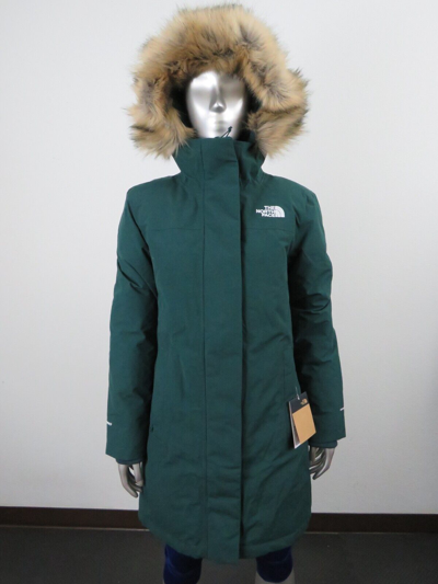 Pre-owned The North Face Womens  Arctic Parka Down Waterproof Warm Winter Jacket Ponderosa In Ponderosa Green / Print Lining / White Logo