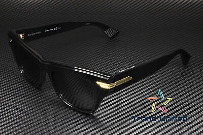 Pre-owned Bottega Veneta Bv1122s 001 Square Black Shiny Grey 51 Mm Women's Sunglasses In Gray