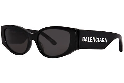 Pre-owned Balenciaga Bb0258s 001 Sunglasses Women's Black/grey Lenses Cat Eye 58mm In Gray
