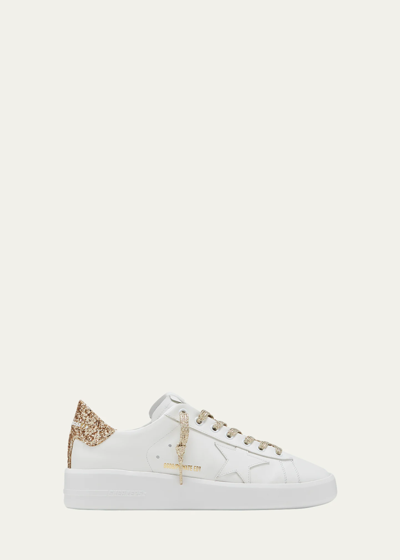 Pre-owned Golden Goose Women Pure Star Bicolor Leather Low-top Sneakers 4958 - Retail $625 In White/gold
