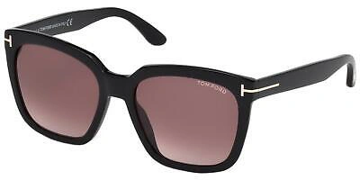 Pre-owned Tom Ford Amarra Ft 0502 Black/burgundy Shaded 55/18/140 Women Sunglasses In Red