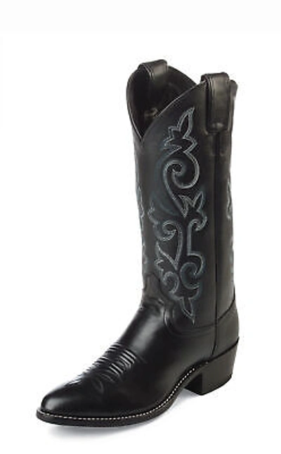 Pre-owned Justin Boots Justin Mens Black London Calf Leather Western Boots 13in Cowboy