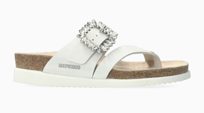 Pre-owned Mephisto Hambre White Waxy W Rhinestones Slide Sandal Women's Sizes 35-42