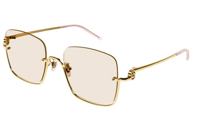 Pre-owned Gucci Gg1279s 004 Gold/yellow Square Women's Sunglasses