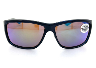 Pre-owned Costa Del Mar Mag Bay Sunglasses Shiny Black/green Mirror 580glass