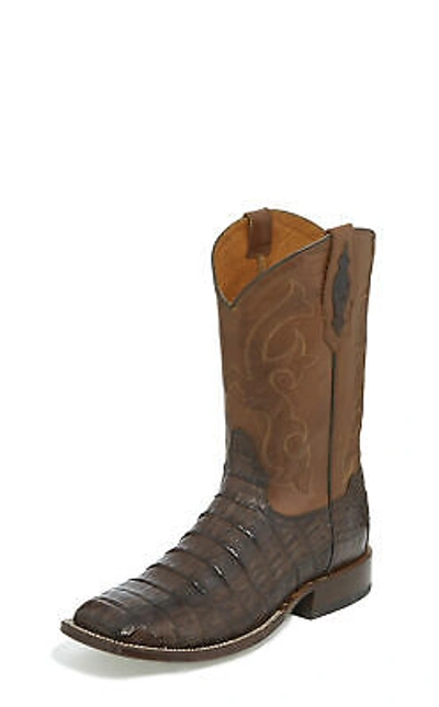 Pre-owned Tony Lama 11in Mens Ranch Tan Canyon Caiman Cowboy Boots