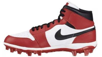 Pre-owned Jordan 1 Football Cleats Mid Td Chicago Size 10.5 Red Black White Fj6805-106
