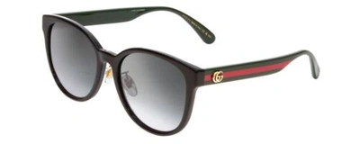 Pre-owned Gucci Gg0854sk Ladies Cateye Sunglasses Black Red Green/grey Smoke Gradient 56mm In Multicolor