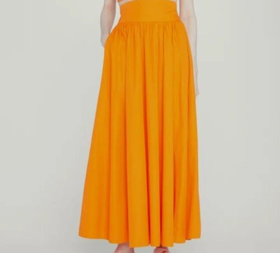 Pre-owned Emporio Sirenuse $700  Women's Orange Poplin Maxi Skirt Size It 44 /us 8