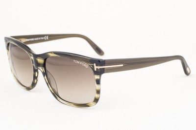 Pre-owned Tom Ford Barbara Striped Green / Gray Gradient Sunglasses Tf376 98k 58mm