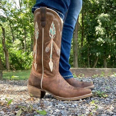 Pre-owned Roper Women's Arrow Feather Snip Toe Boot 09-021-7619-8460 Ta In Brown